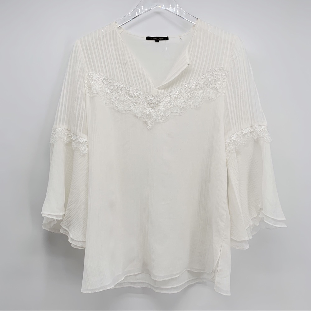 NWOT Kobi Halperin Ivory Embroidered Blouse Size Medium